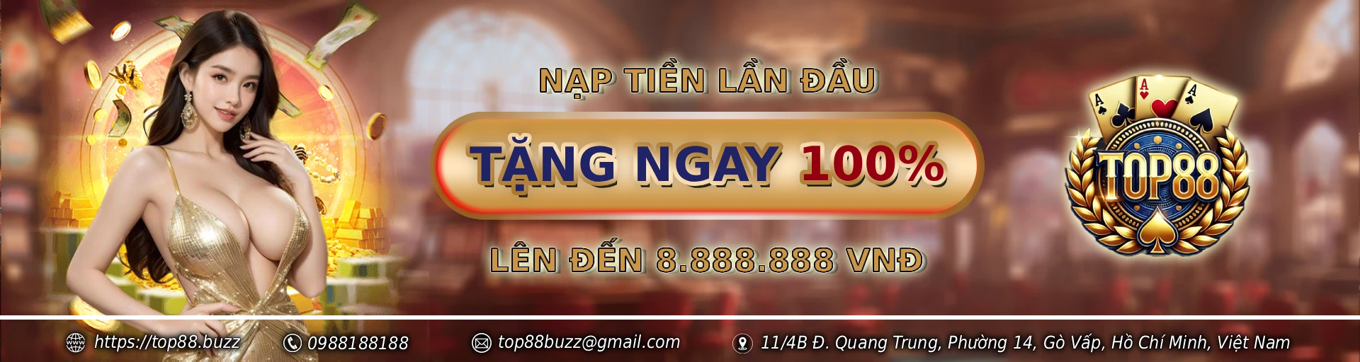 Top88 - Trang chủ 10 Khuyến mãi tặng 100% giá trị tiền nạp lần đầu tại TOp88